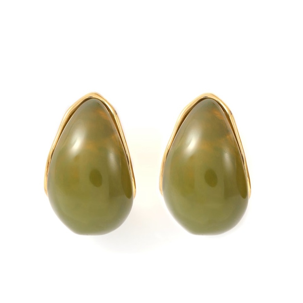 New! Anthropologie Wolf & Badger Green Resin Earrings (1050) NWOT - Picture 3 of 4